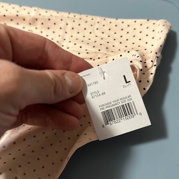 MOTHERHOOD MATERNITY POLKA DOT PANTY: PINK/BLACK: NEW WITH TAGS: SIZE L - Picture 2 of 4